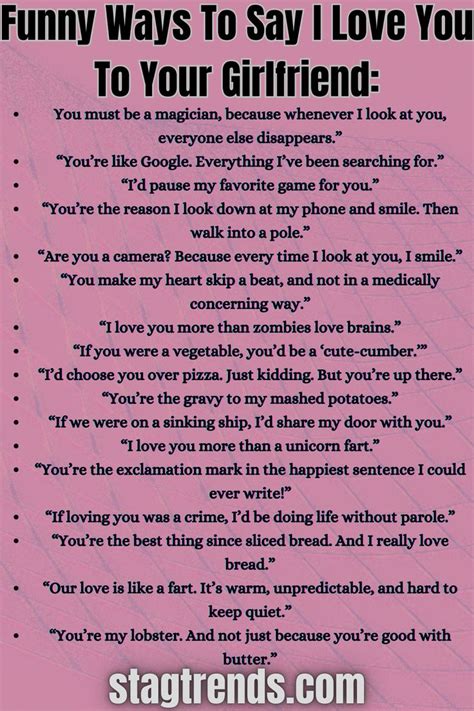 Funny Ways To Say I Love You To Your Girlfriend In 2024 Romantic Words Say I Love You