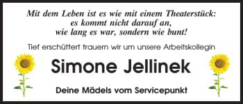 Traueranzeigen Von Simone Jellinek Mittelbayerische Trauer