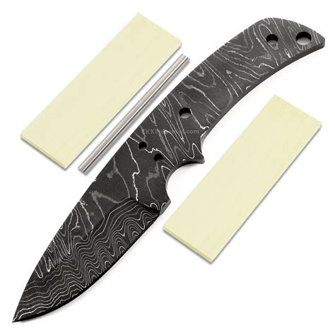 Usa Skinner Knife Kit Usa Damascus Diy Blade Kit W Yellowheart