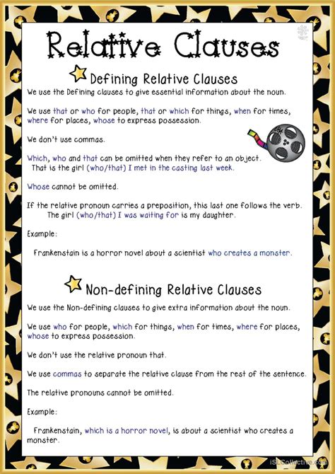 Relative Clauses Grammar Guide English Esl Worksheets Pdf Doc