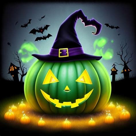 A Halloween Pumpkin With A Witch Hat On It Premium Ai Generated Vector