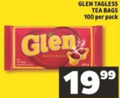 Glen Tagless Tea Bags Per Pack Offer At Shoprite