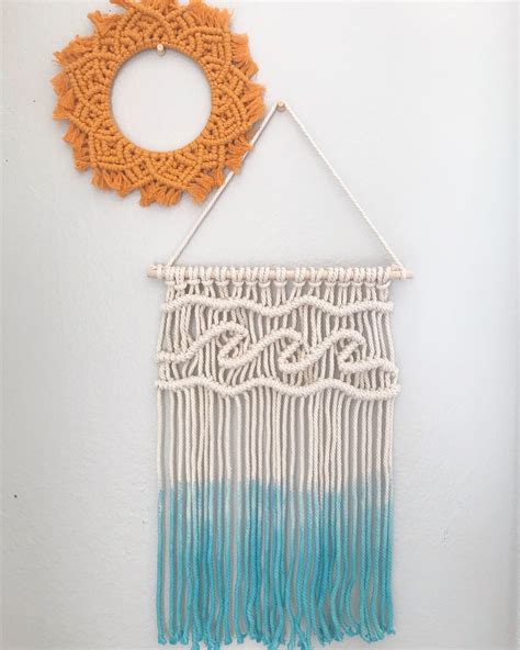 Ocean Waves Macrame Wall Hanging Blue Ombré Macrame Wall Etsy