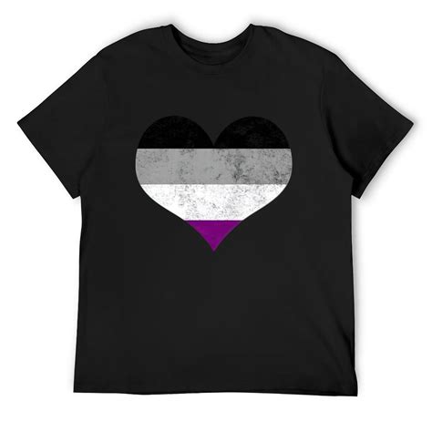 Mens Asexual Pride Heart Flag Identity Gay Lgbt Graphic T Shirt Black