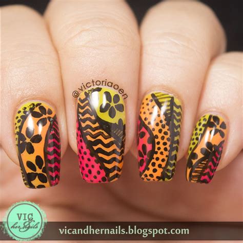 Digital Dozen Does Neon Day 3 Random Patterns Neon Pattern Nail Art