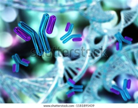 Antibodies Immunoglobulins Dna 3d Rendering Stock Illustration