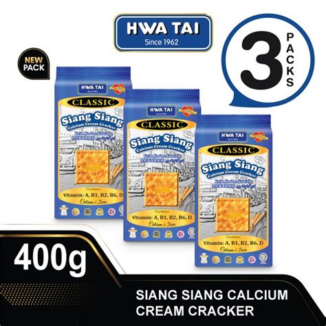 Hwa Tai Classic Siang Siang Cream Calcium Cracker 400g X 3 Packs