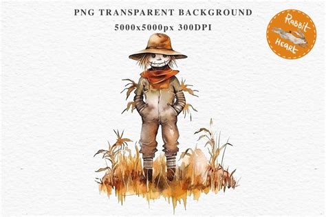 Halloween Scarecrow Pumpkin Fall Clipart PNG Scrapbooking