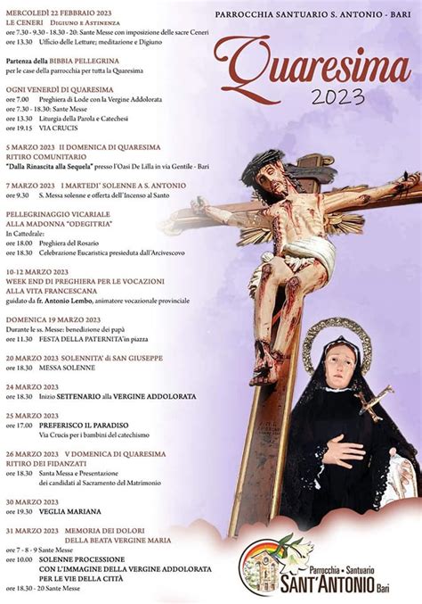 Programma Quaresima 2023 Santuario Sant Antonio Bari