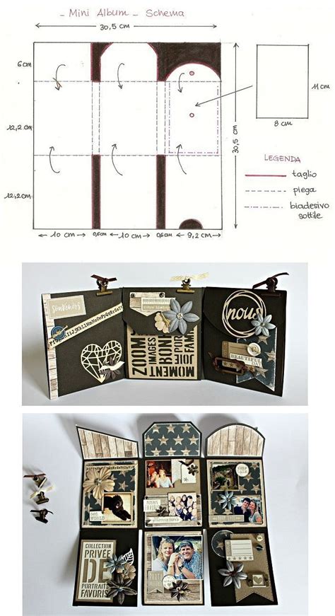 Mini album à déployer découpé dans une feuille 30 x 30 cm tutoriel