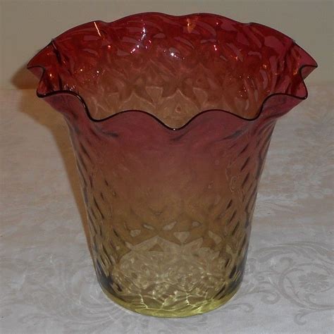 Huge Cranberry Amberina Glass Hanging Banquet Oil Lamp Light