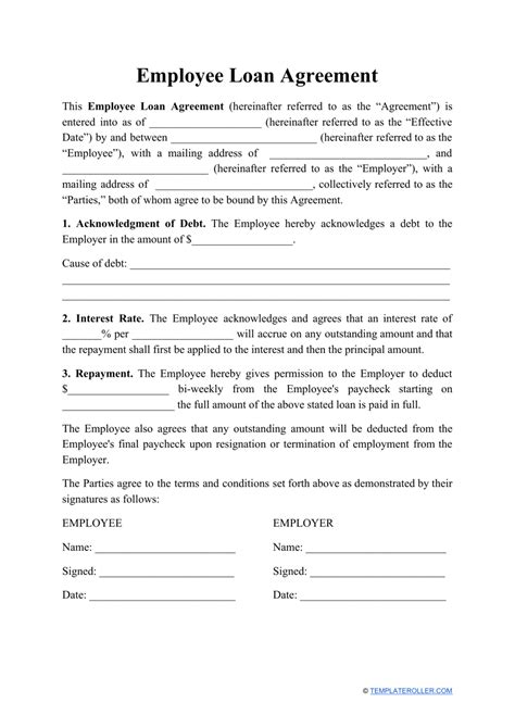 Employee Loan Agreement Template Fill Out Sign Online And Download