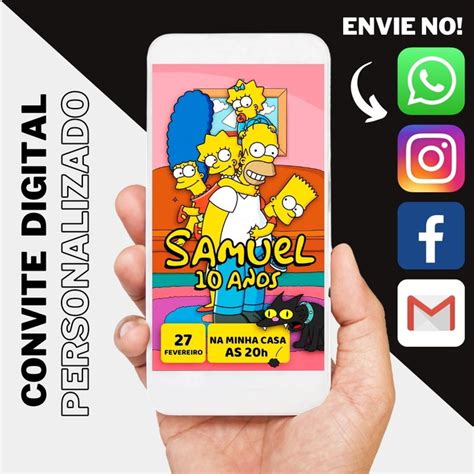 Convite Digital De Aniversario Simpsons Elo