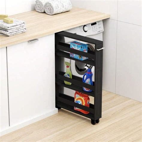 Compact Space Kitchen Pantry3 Tier Kitchen Removable Storage Cart Slim Slide Out Rolling