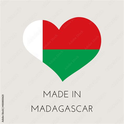 Heart Shaped Label With Republic Of Madagascar Flag Made In Madagascar