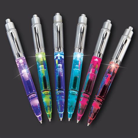 Lighted Color Changing Blue Ink Pens Set Of 6 Collections Etc