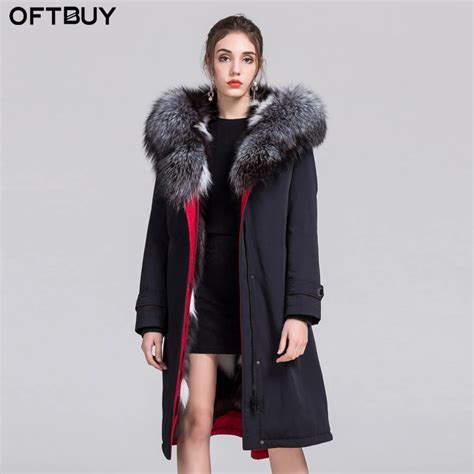 Oftbuy 2017 Long Parkas Winter Jacket Women Parka Real Natural Fur Coat