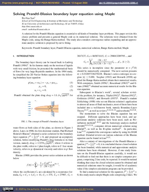 Pdf Solving Prandtl Blasius Boundary Layer Equation Using Maple