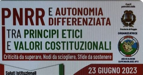 Il 23 Giugno Convegno Su PNNR E Autonomia Differenziata You Foggia