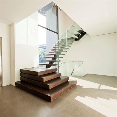 American Oak Wood Staircase With Landing Modern Design American Oak