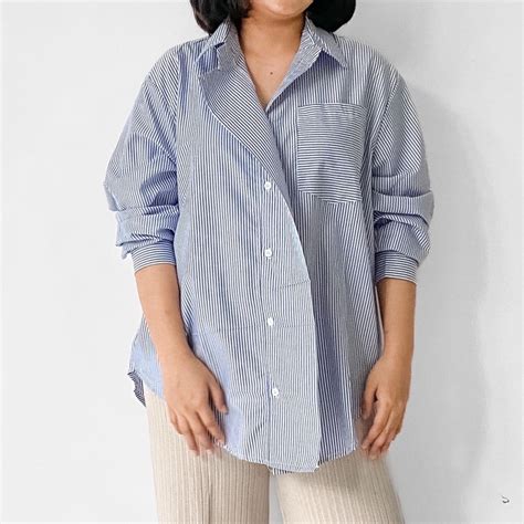 Jual Alexawear Sola Oversize Shirt Kemeja Wanita Garis Stripes