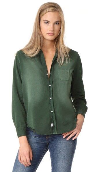 Frank Eileen Eileen Button Down In Dark Green Modesens Long Shirt