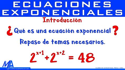 Ecuaciones exponenciales Introducción YouTube