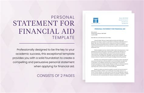 Personal Statement For Financial Aid Template In Word Pdf Google Docs