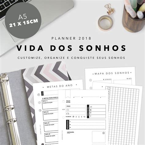 PLANNER VIDA DOS SONHOS 2018 A5 Annima Cc Planner Planejadores