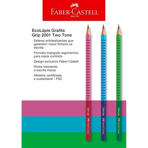 Lápis De Escrever Grip 2001 Two Tone N 2 Sortido Faber Castell Lupel