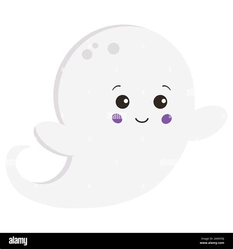 Vector flat style kawaii little cute sweet cartoon baby boy ghost isolated on white background ...