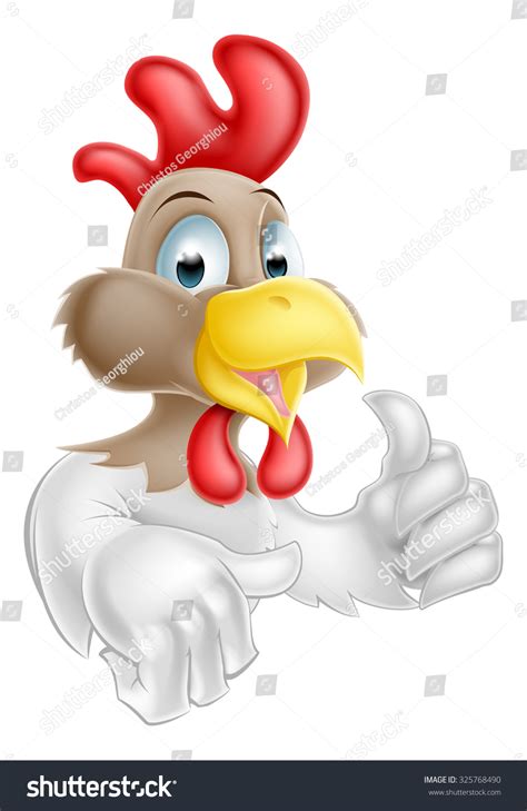 Cartoon Chicken Mascot Character Giving Thumbs Stock Vector Royalty