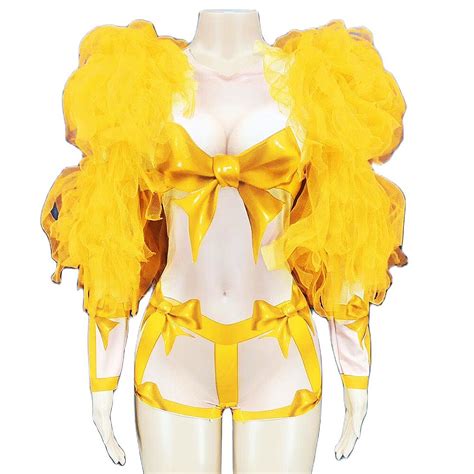 Multicolored Sexy Bow Perspective Women Bodysuits Puff Sleeve Gauze F