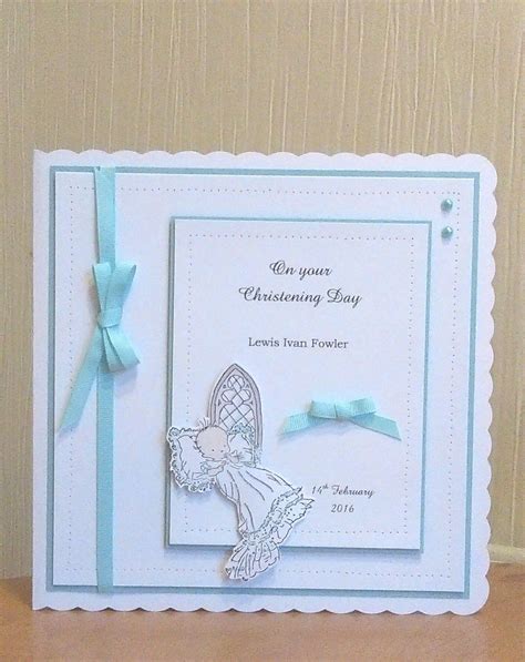 Handmade Christening Male Greeting Card with Angel Design