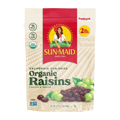 Sun-Maid - Organic California Raisins Snack - 32 Ounce Resealable Bag ...