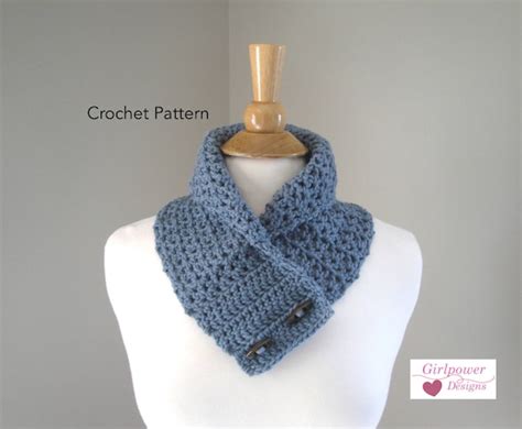 Crochet Scarf With Button Pattern