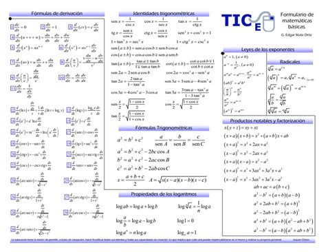 Formularios Formulario de Matemáticas 2020