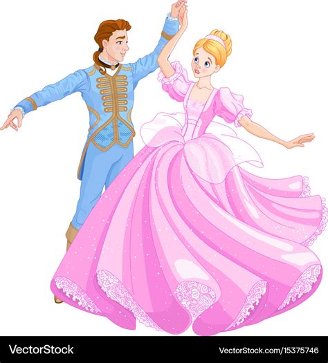 Ball dance of cinderella and prince Royalty Free Vector