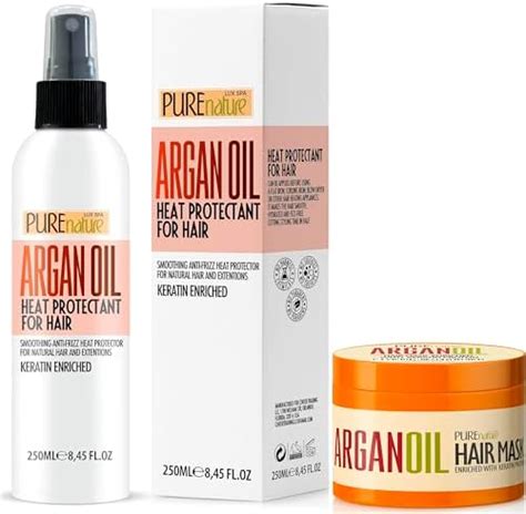 Pure Nature Moroccan Argan Oil Hair Mask And Moroccan Argan Oil Heat Protectant