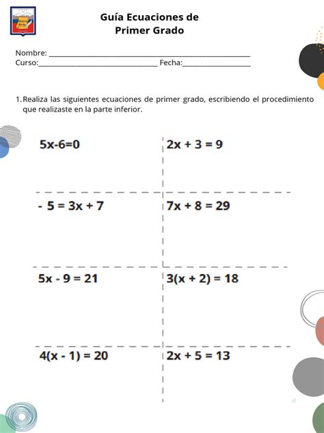 Guía Ecuaciones De Primer Grado Pdf