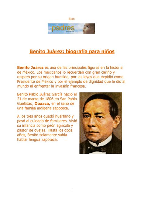 Benito Juarez Biografia Docsity