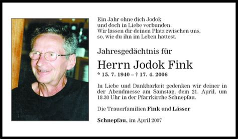 Todesanzeigen Von Jodok Fink Todesanzeigen Vorarlberger Nachrichten