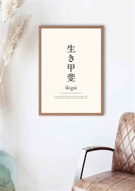 Ikigai Wallart Japanese Meaning Purpose Of Life Poster Motivation And