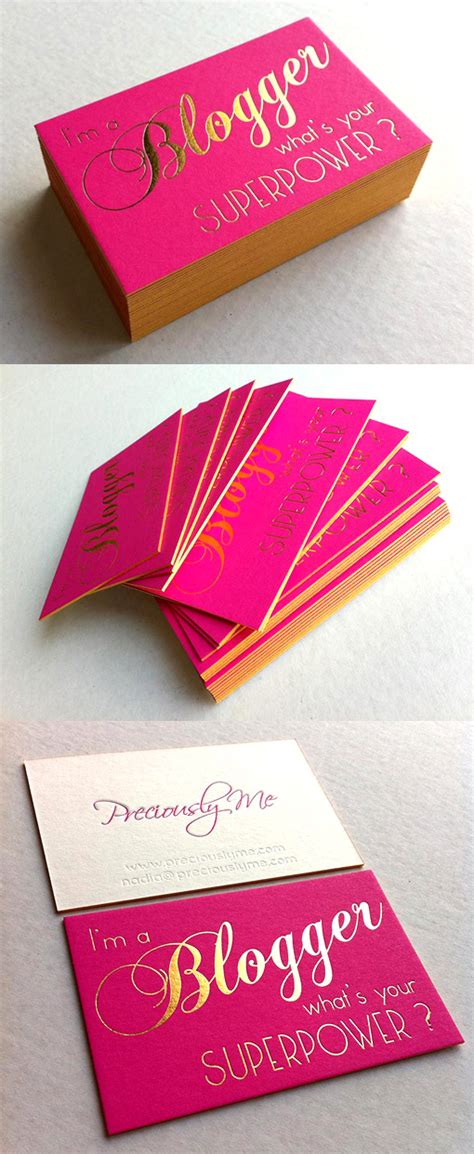 Bright Neon Pink And Gold Foil Edge Painted Business Card Cardobserver