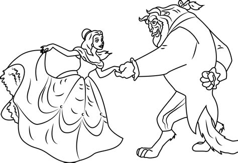 Belle And Beast Dancing Coloring Page - Free Printable Coloring Pages for Kids