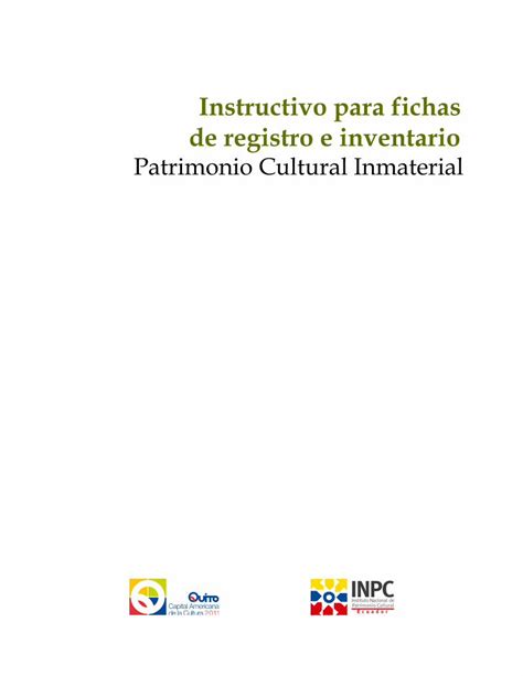 Pdf Instructivo Para Fichas De Registro E Inventario Ficha De