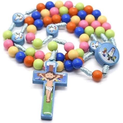 Chapelet En Bois Collier Dessin Anim J Sus Catholique Chapelet Croix