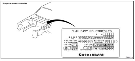 Revue Technique Subaru Impreza Identification Renseignements Generaux