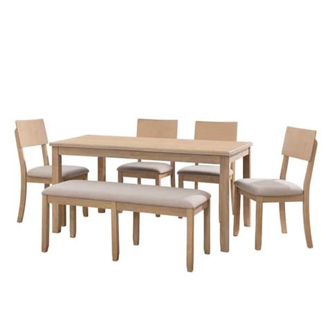 Linon Home Decor Rodman Greywas Piece Dining Set With Beige Cotton