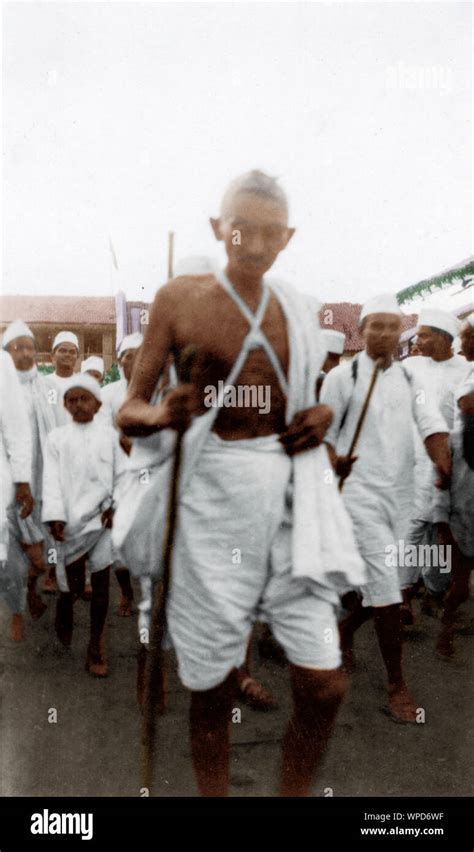 Mahatma Gandhi walking during Salt Satyagraha, India, Asia, March 1930 ...